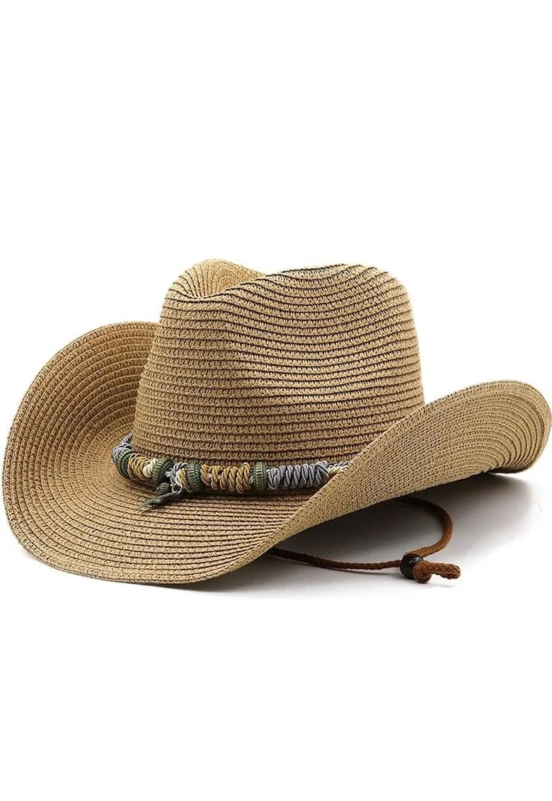 Palarie dama, bej, de vara, stil cowboy, Anela