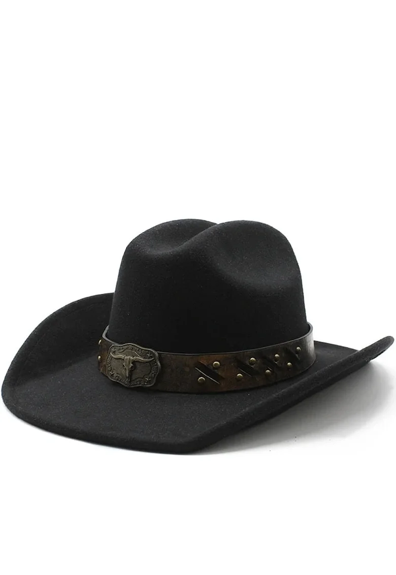 Palarie dama, neagra, stil cowboy, Rabea
