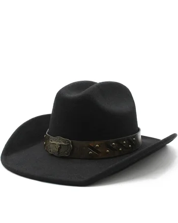Palarie dama, neagra, stil cowboy, Rabea