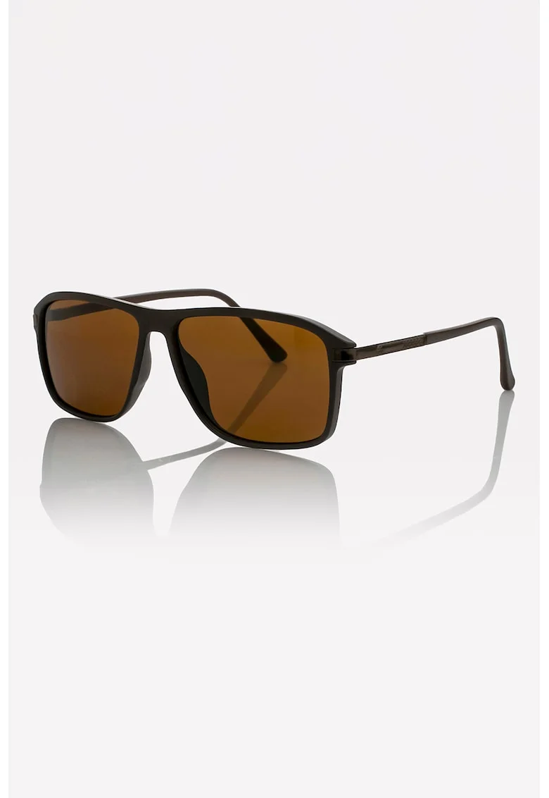 Ochelari de soare patrati unisex cu lentile polarizate, Maro inchis