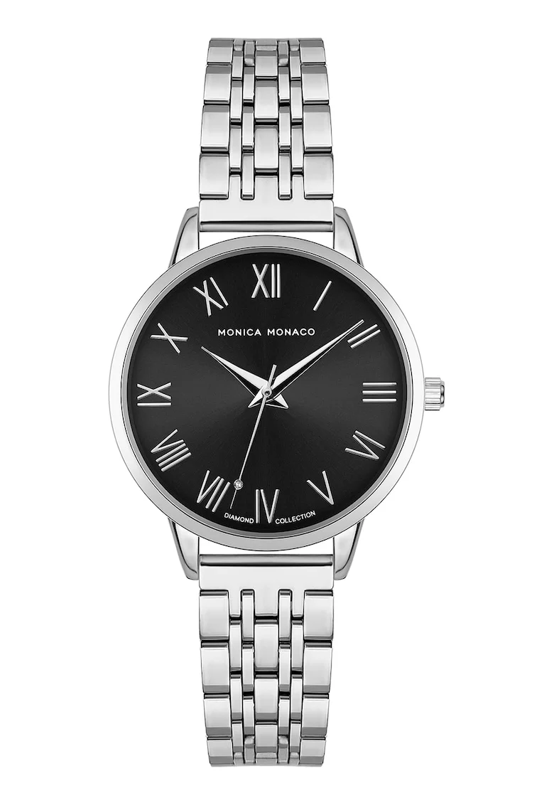 Ceas quartz cu 1 diamant, Argintiu
