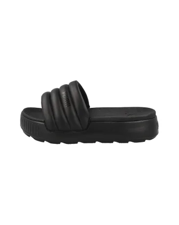 Papuci flatform cu aspect pufos Karmen, Negru