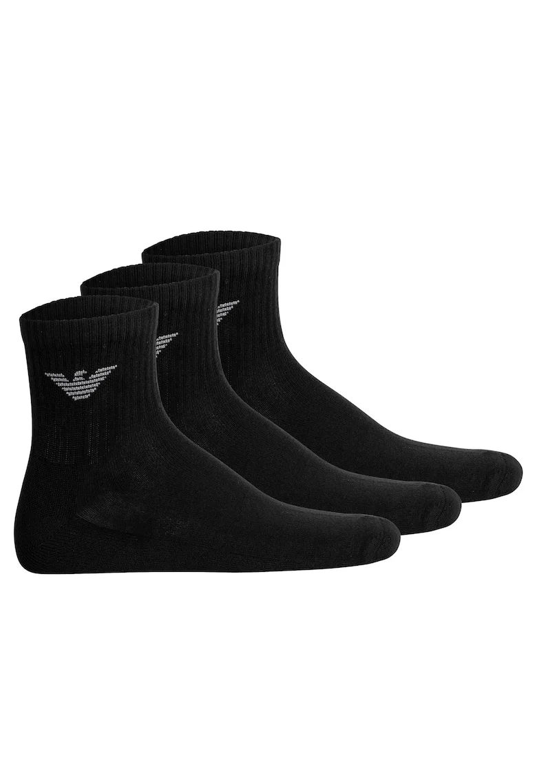 Set de sosete scurte cu logo - 3 perechi, Negru