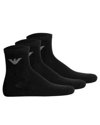 Set de sosete scurte cu logo - 3 perechi, Negru