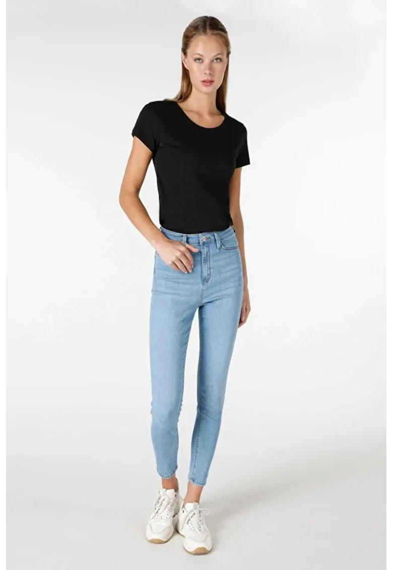 Blugi skinny cu talie inalta