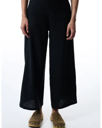 Pantaloni de plaja, din amestec de in, Negru