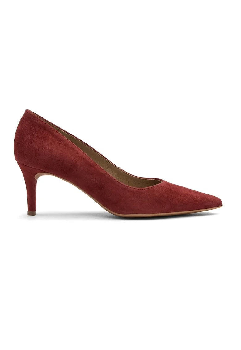 Pantofi de piele cu varf ascutit Joan, Visiniu