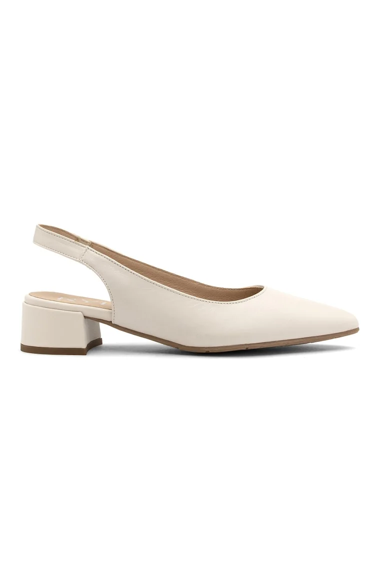 Pantofi slingback din piele, Alb fildes