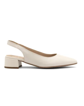 Pantofi slingback din piele, Alb fildes