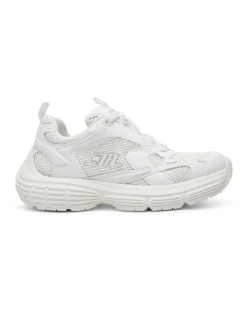 Pantofi sport Parker din piele ecologica cu insertii din plasa, Alb optic