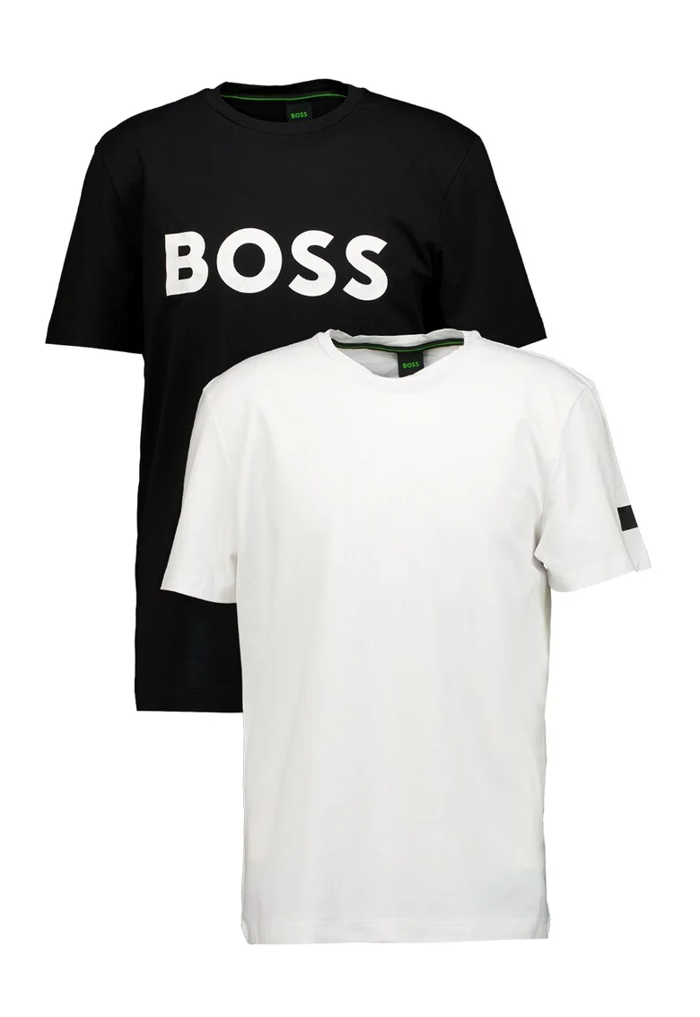Tricou din amestec de bumbac cu imprimeu logo, Alb/Negru