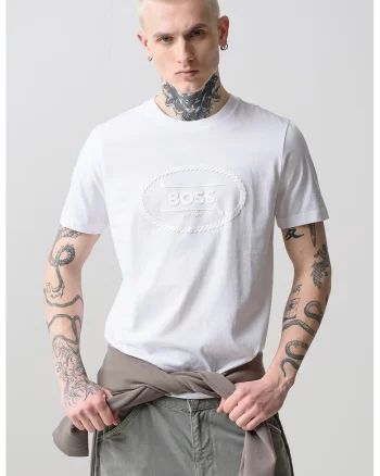 Tricou cu imprimeu logo Heritage, Alb optic