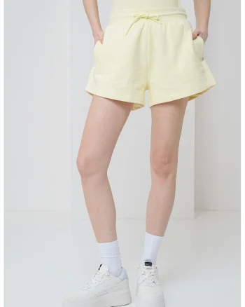 Pantaloni scurti de bumbac cu talie inalta Norlina, Galben deschis