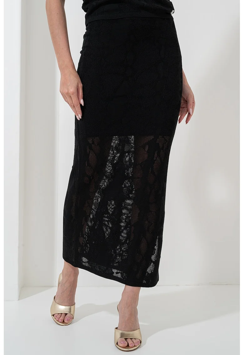 Fusta maxi cu aspect semitransparent Seshise, Negru