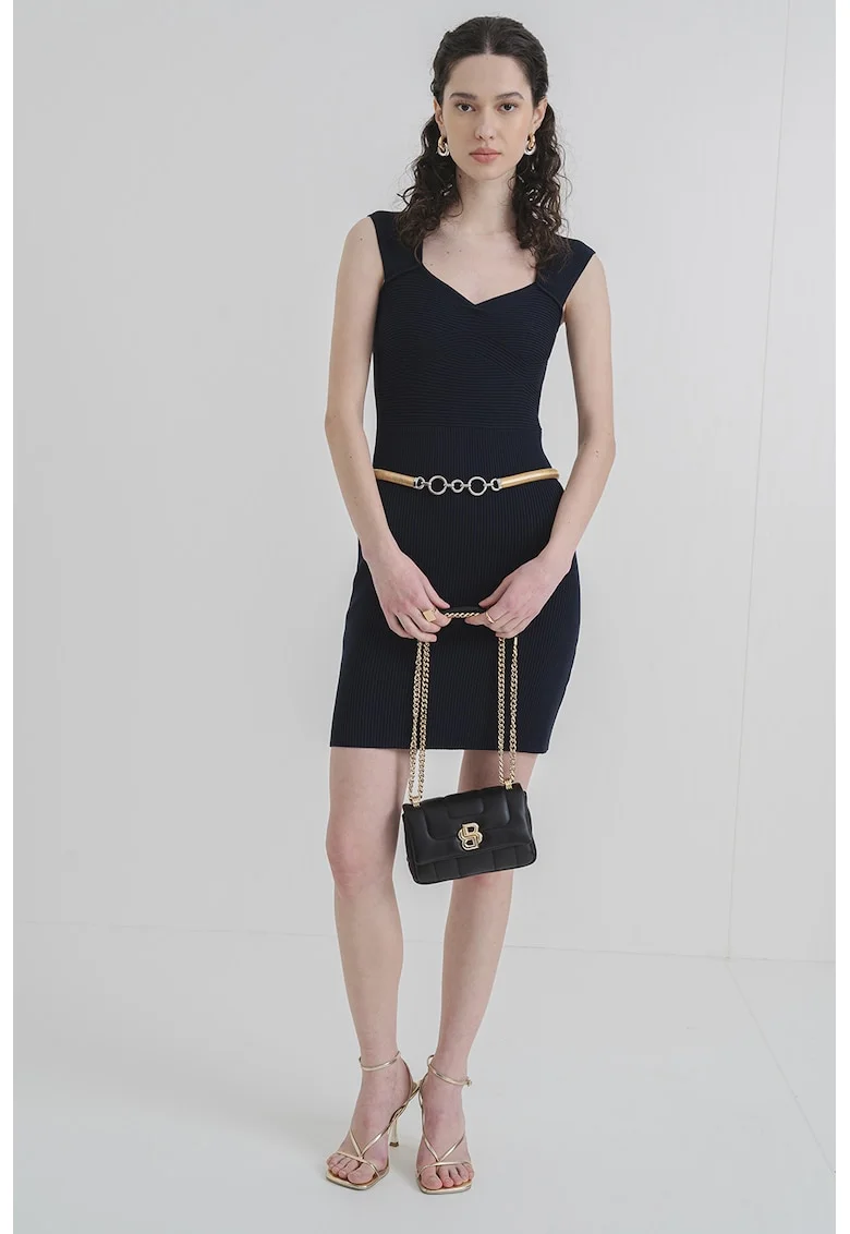 Rochie scurta fara maneci Foberta, Albastru ultramarin