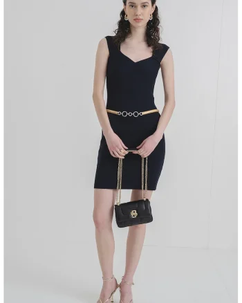 Rochie scurta fara maneci Foberta, Albastru ultramarin