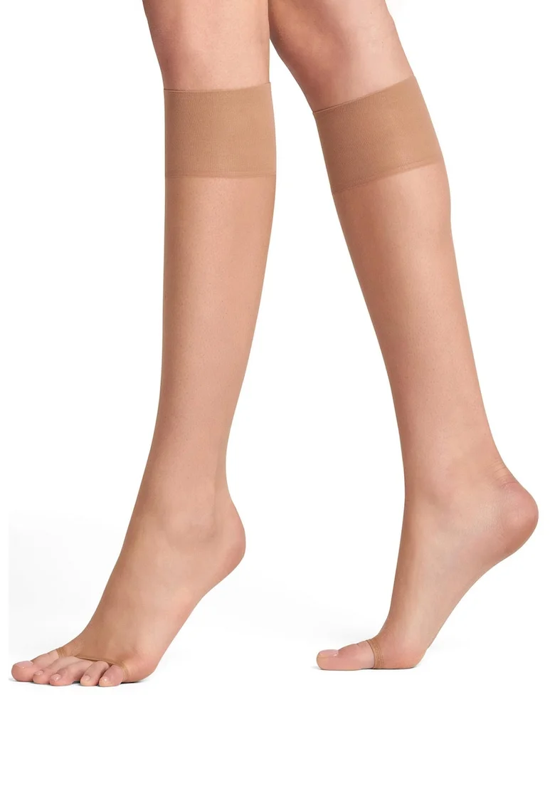 Sosete lungi transparente fara material la nivelul degetelor Shelina - 12 DEN, Maro taupe deschis