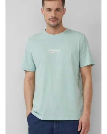 Tricou cu decolteu la baza gatului si detaliu logo