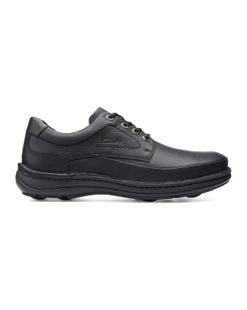 Pantofi derby de piele nabuc cu logo stantat Nature, Negru