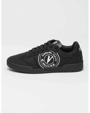 Pantofi sport din material sintetic si textil cu logo, Alb/Negru