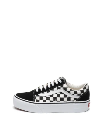 Tenisi flatform unisex, cu insertii de piele intoarsa Old Skool