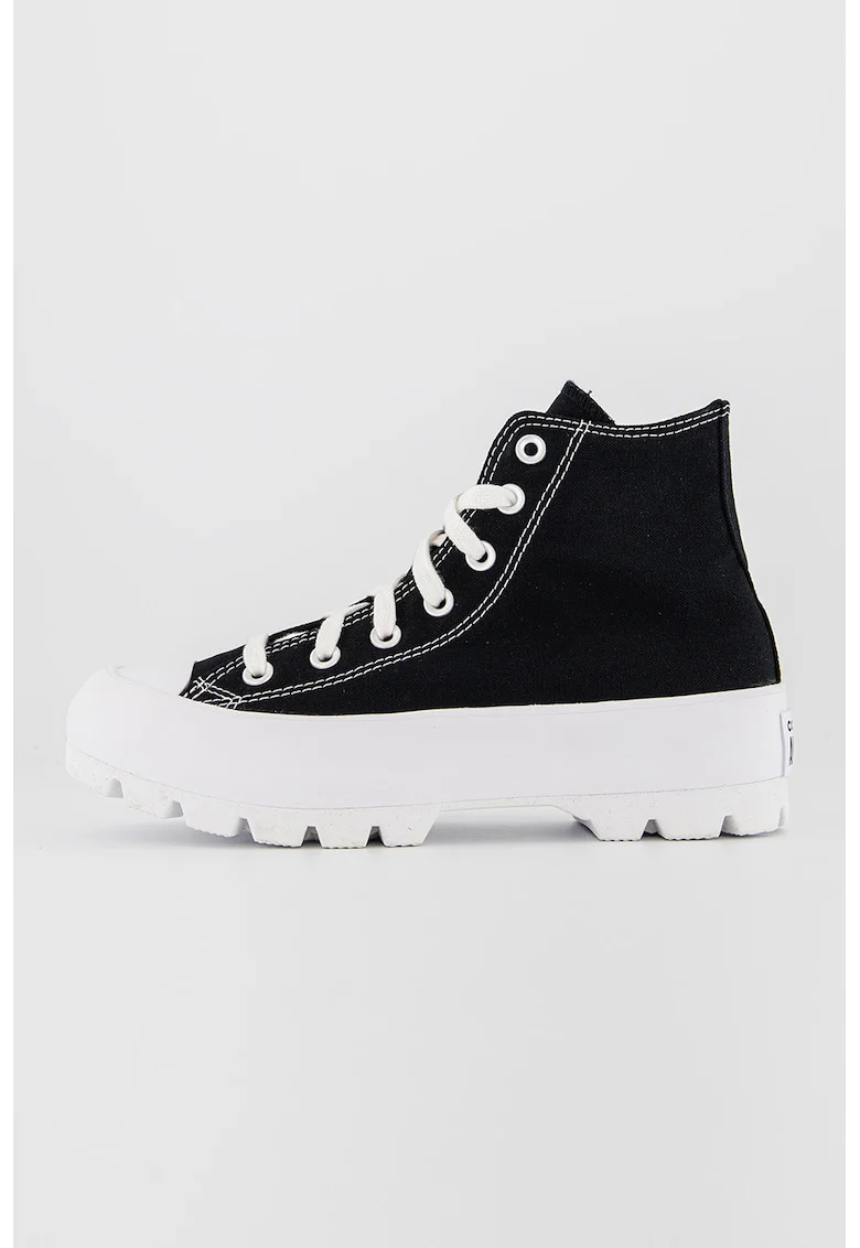 Tenisi mid-high cu talpa masiva Chuck Taylor All Star, Alb/Negru
