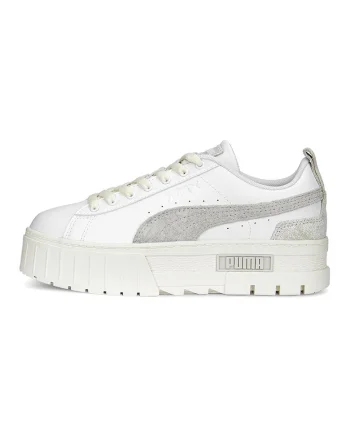 Pantofi sport cu garnituri de piele intoarsa Mayze Thrifted, Alb/Gri cenusiu