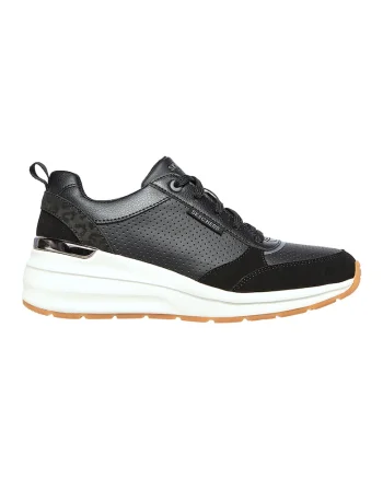Pantofi sport wedge de piele ecologica Billion-Subtle Spots, Negru stins
