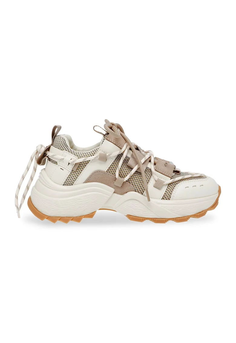 Pantofi sport masivi cu garnituri de plasa Tazmania, Alb/Maro nisip