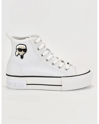 Tenisi mid-high cu detalii logo, Alb/Negru