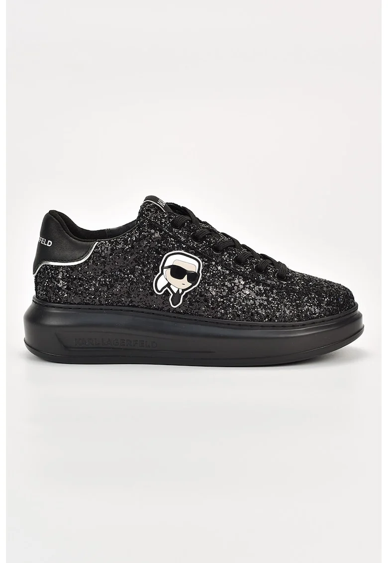 Pantofi sport cu garnituri de piele, Negru stins/Argintiu