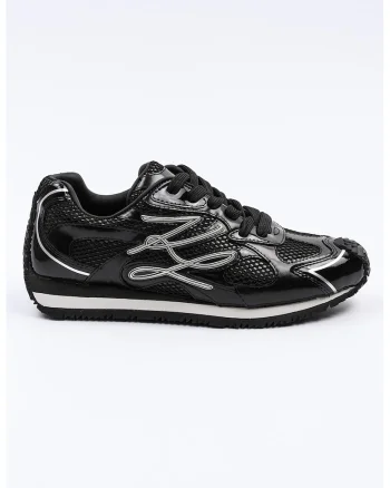 Pantofi sport cu detalii de piele, Negru