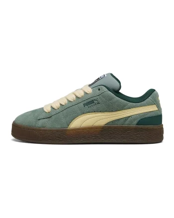 Pantofi sport din piele intoarsa cu detalii contrastante, Verde/Galben pai