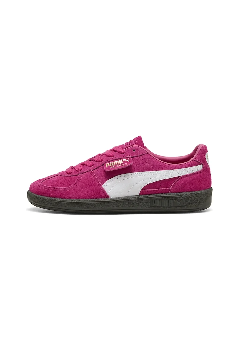 Pantofi sport Palermo de piele intoarsa si piele, Alb/Fucsia