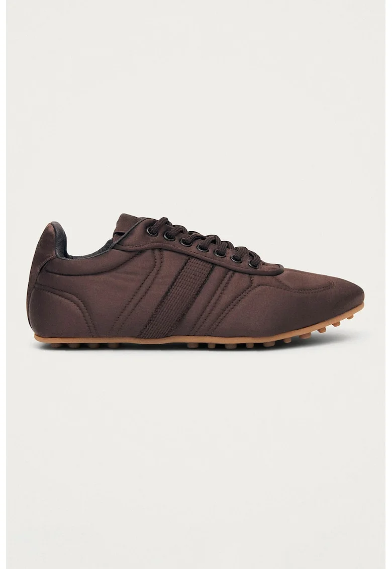 Pantofi sport low-cut din material textil, Maro inchis