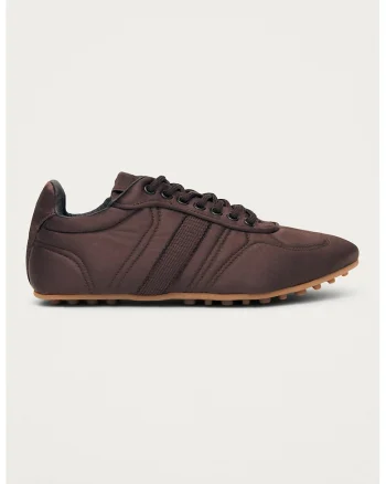 Pantofi sport low-cut din material textil, Maro inchis