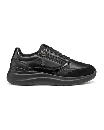 Pantofi sport cu insertii de piele intoarsa, Negru