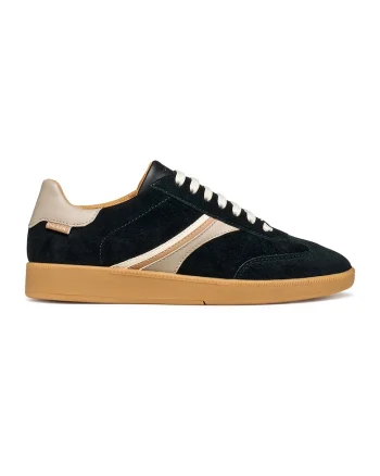 Pantofi sport cu insertii de piele ecologica, Negru/Maro nisip