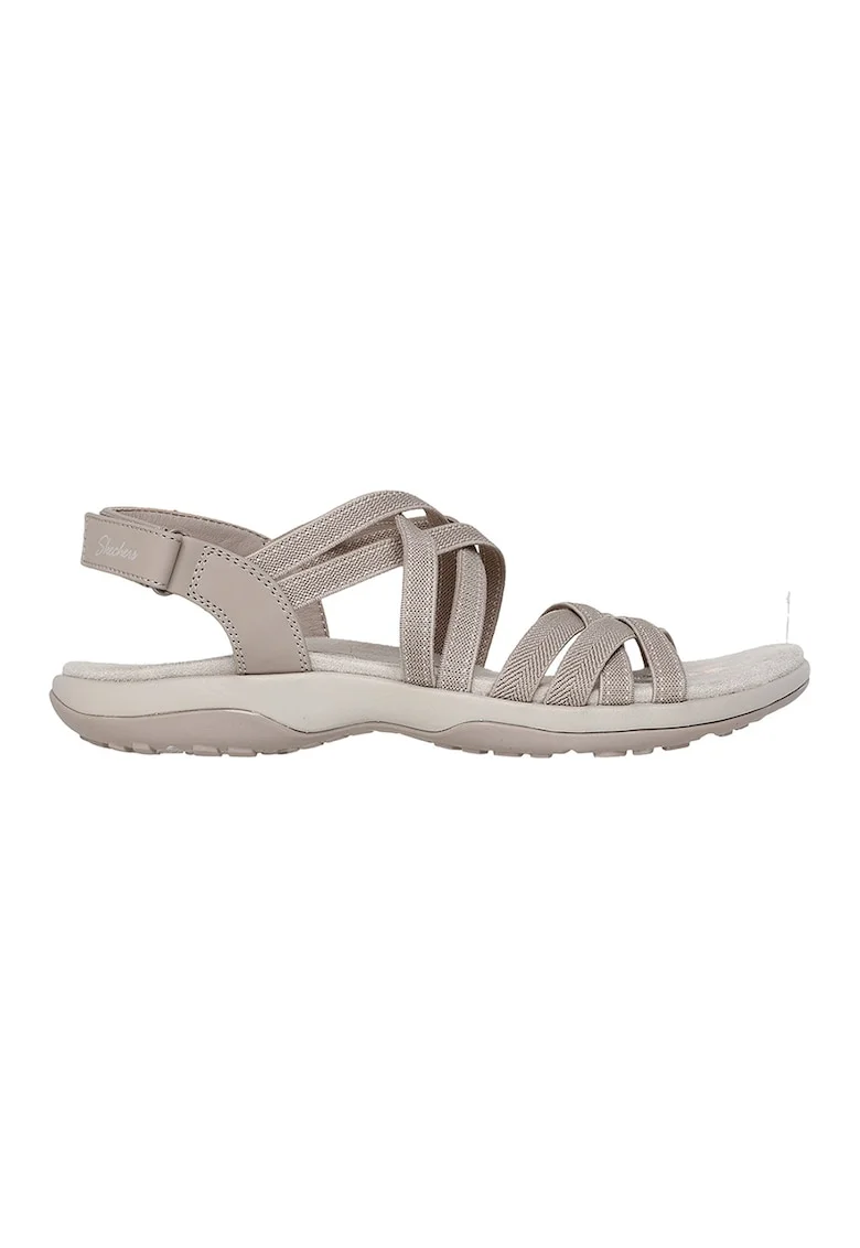 Sandale din material textil cu barete mutliple si velcro Raggae Slim-Summer Gateaway, Maro taupe deschis