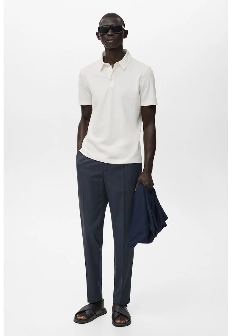 Pantaloni eleganti din amestec de lyocell cu buzunare laterale, Bleumarin