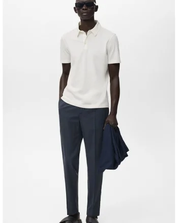 Pantaloni eleganti din amestec de lyocell cu buzunare laterale, Bleumarin