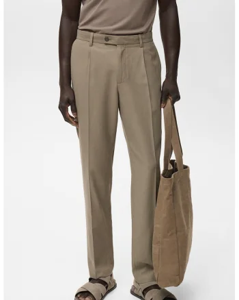 Pantaloni eleganti din amestec de lyocell cu buzunare laterale, Maro taupe