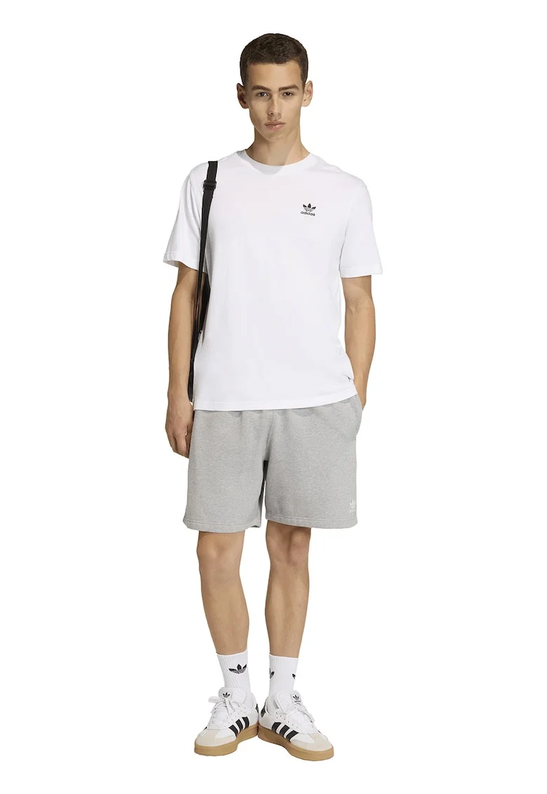 Pantaloni scurti cu talie elastica si buzunare laterale, Gri melange