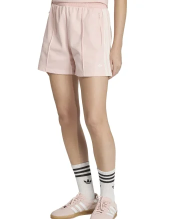 Pantaloni scurti cu talie elastica si buzunare cu fermoar, Roz pal
