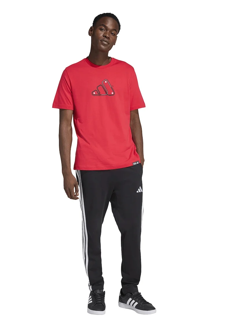 Tricou de bumbac cu imprimeu pe piept Motorsport, Alb/Negru/Rosu vermillion