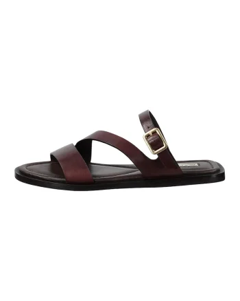 Sandale din piele cu barete multiple Sunlaz, Maro inchis
