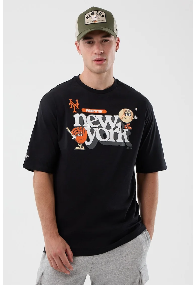 Tricou cu imprimeu grafic NY Mets, Negru