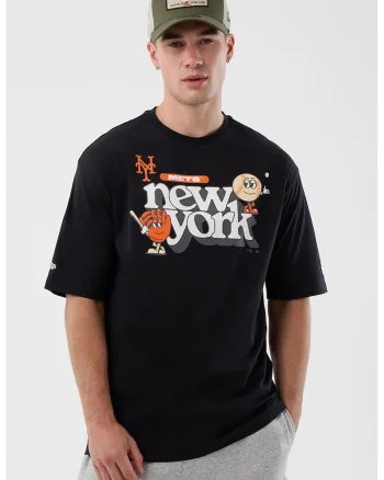 Tricou cu imprimeu grafic NY Mets, Negru