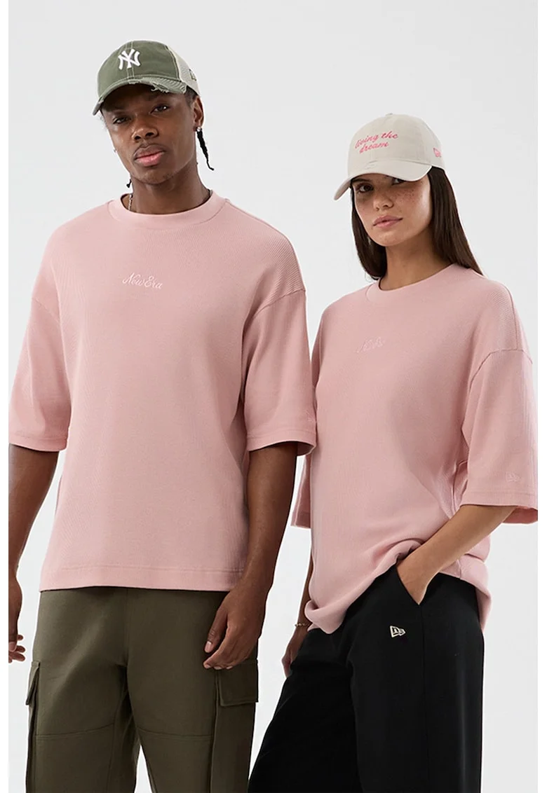 Tricou unisex din amestec de bumbac cu decolteu la baza gatului, Roz pastel