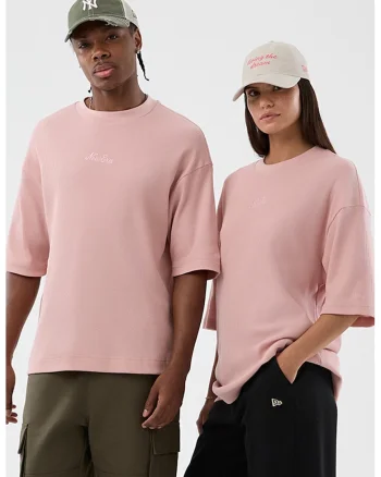 Tricou unisex din amestec de bumbac cu decolteu la baza gatului, Roz pastel